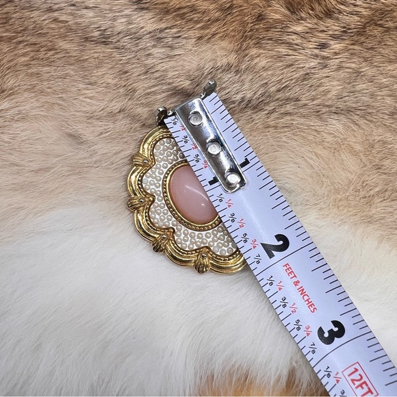 Antique Style Victorian Brooch Pink Cabochon Edwardian Seed Pearl Pin Vtg Avon? - Picture 8 of 8